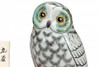 Fukuro Kutani yaki porcelain Japanese Owl Ornaments White glaze Sideway 4' Japan