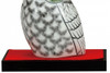 Fukuro Kutani yaki porcelain Japanese Owl Ornaments White glaze Sideway 4' Japan
