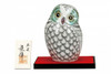 Fukuro Kutani yaki porcelain Japanese Owl Ornaments White glaze w/Mat 6' Japan