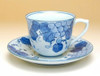 Arita yaki ware Japanese Coffee Cup and Saucer Blue Hana Grape pattern Handcraft