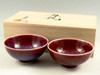 Pair Arita yaki porcelain Japanese Rice bowl Gohan Shinsha Red set of 2