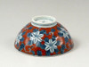 Pair Arita yaki porcelain Japanese Rice bowl Gohan Dami Green Red Clematis