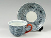 Arita yaki porcelain Japanese Coffee cup and saucer Tako Karakusa Red