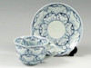 Arita yaki porcelain Japanese Coffee cup and saucer Flower Petal pattern Blue