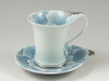 Arita yaki porcelain Japanese Coffee cup and saucer Platinum Botan Ruten shape
