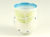 Pair Arita yaki Porcelain Yunomi Japanese Green Tea Cup Raster Rose Pink Blue