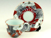Arita yaki porcelain Japanese Coffee cup and saucer Somenishiki Sazanka Red