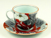 Arita yaki porcelain Japanese Coffee cup and saucer Somenishiki Sazanka Red