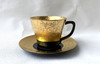 Arita yaki porcelain Japanese Coffee cup and saucer Gold Dami Black