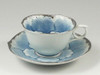Arita yaki porcelain Japanese Coffee cup and saucer Platinum Botan Rinka Silver