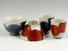 Arita yaki ware Japanese Rice bowl Tea cup Yunomi Chawan set Blue Red Circle