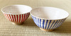 Arita yaki ware Rice bowl Tea cup Yunomi Chawan set Kohiki Stripe Blue Red Japan