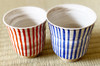 Arita yaki ware Rice bowl Tea cup Yunomi Chawan set Kohiki Stripe Blue Red Japan