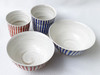 Arita yaki ware Rice bowl Tea cup Yunomi Chawan set Kohiki Stripe Blue Red Japan
