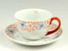 Pair Arita yaki porcelain Japanese Coffee cup and saucer Somenishiki Cherry