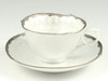 Pair Arita yaki porcelain Japanese Coffee cup and saucer Gold Platinum Raster