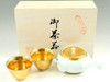 Arita yaki Porcelain Warp Sencha Yunomi Kyusu Tea Pot Cup Kinsai Gold 3 set