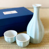 Arita yaki porcelain Sake bottle cup set Guinomi Tokkuri Celadon Chamfer shape