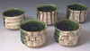 Yunomi Sencha Kyo Kiyomizu yaki ware Japanese Green tea cup 5set Oribe glaze