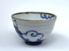 Pair Arita yaki porcelain Japanese Rice bowl Gohan Blue and Red Fuji Auspicious