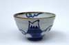 Pair Arita yaki porcelain Japanese Rice bowl Gohan Blue and Red Fuji Auspicious