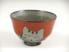 Pair Arita yaki porcelain Japanese Rice bowl Gohan Banzai Relax Cat Blue Red
