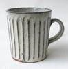 Shigaraki yaki ware Japanese Pottery Mug Cup Tea Coffee Cup White glaze Carving