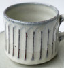 Shigaraki yaki ware Japanese pottery cuffee cup saucer White glaze Carved