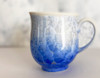 Japanese Mug tea coffee soup cup Kyo Kiyomizu yaki ware Flower crystal Blue