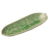 Shigaraki yaki Japanese pottery Long Appetizer Plate Green Bamboo Leaf