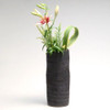 Shigaraki yaki ware Japanese flower pot vase Handcraft Black Sagan wave H33.5cm