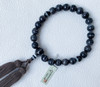 Buddhist Rosary Mala Juzu Prayer beads Japan Kyoto Black Lace Agate Handcraft