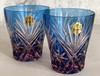 Whiskey Edo Kiriko glass Japanese Sake cup Kenbisi hoshi pattern set of 2