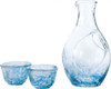 Sakazuki Tokkuri Japanese glass SAKE cup set hand craft beautiful blue from Japan