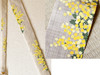 Kyoto Tapestry Wall Hanging Handpainted Linen Mimosa flower Spring Yellow
