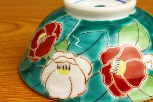Japanese Rice bowl Gohan Chawan Kutani yaki porcelain Red White