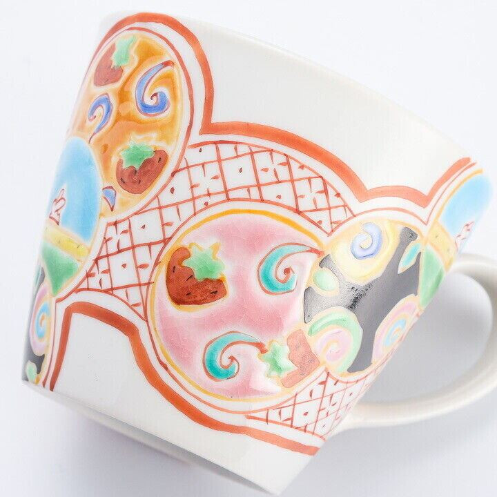 Kutani yaki porcelain Japanese Tea mug coffee cup Fukuju pattern Ginshu Japan