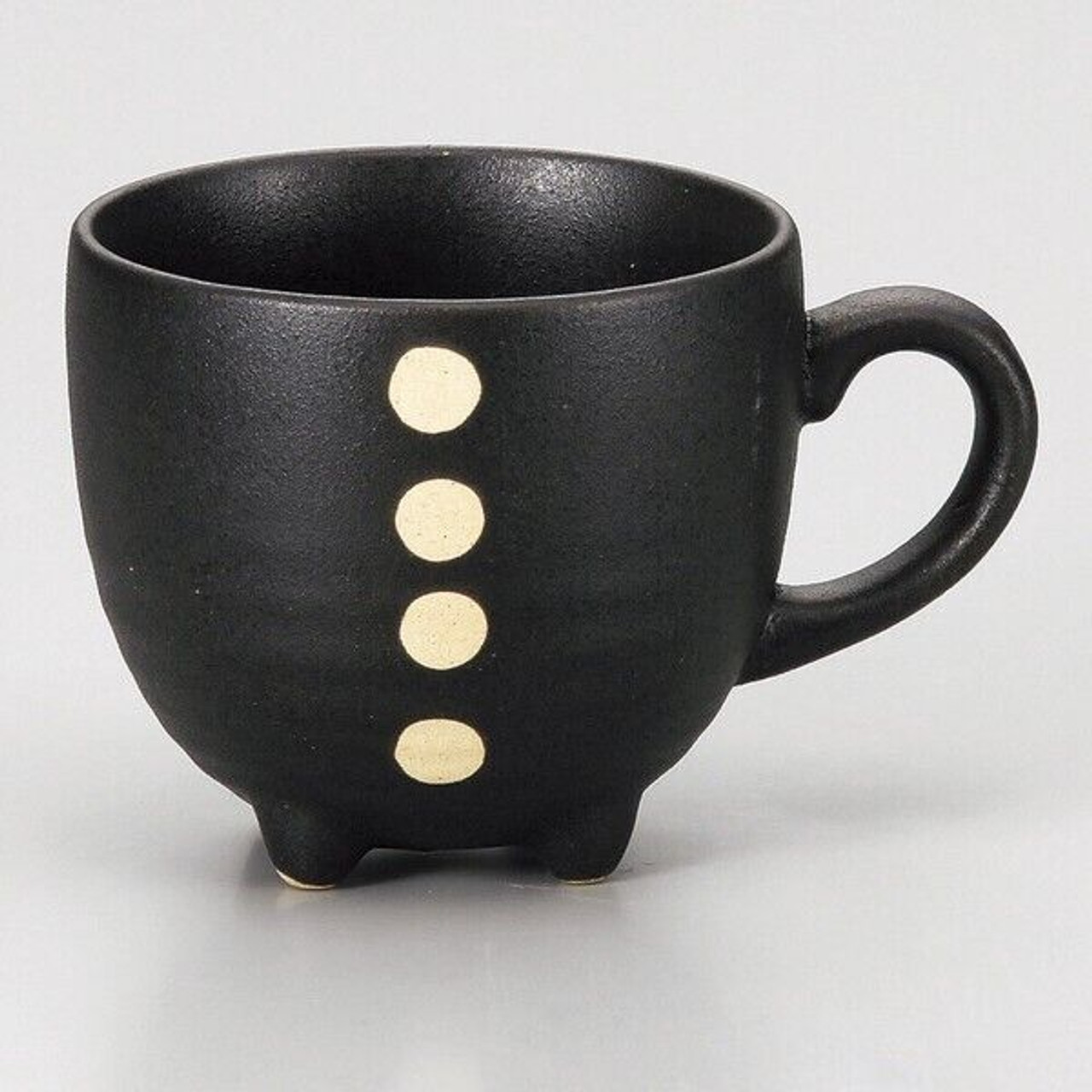 Mino Oggetto Giapponese Ceramica Tazza Tè Caffè Nero Smalto ４ Gamba