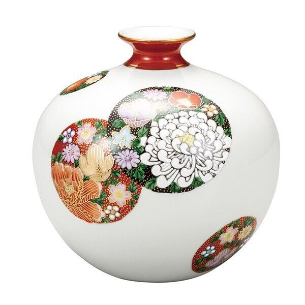 Kutani yaki ware Ceramic Japanese Flower pot Vase Gold Marumon Hanatsume Taishi