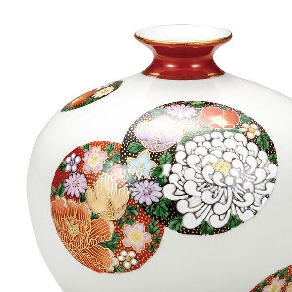 Kutani yaki ware Ceramic Japanese Flower pot Vase Gold Marumon Hanatsume Taishi - Thumbnail 3
