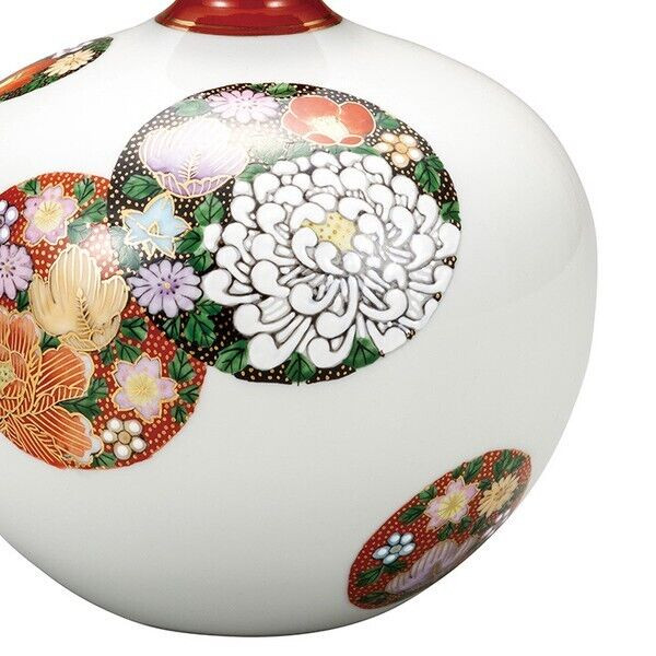 Kutani yaki ware Ceramic Japanese Flower pot Vase Gold Marumon Hanatsume Taishi - Thumbnail 2