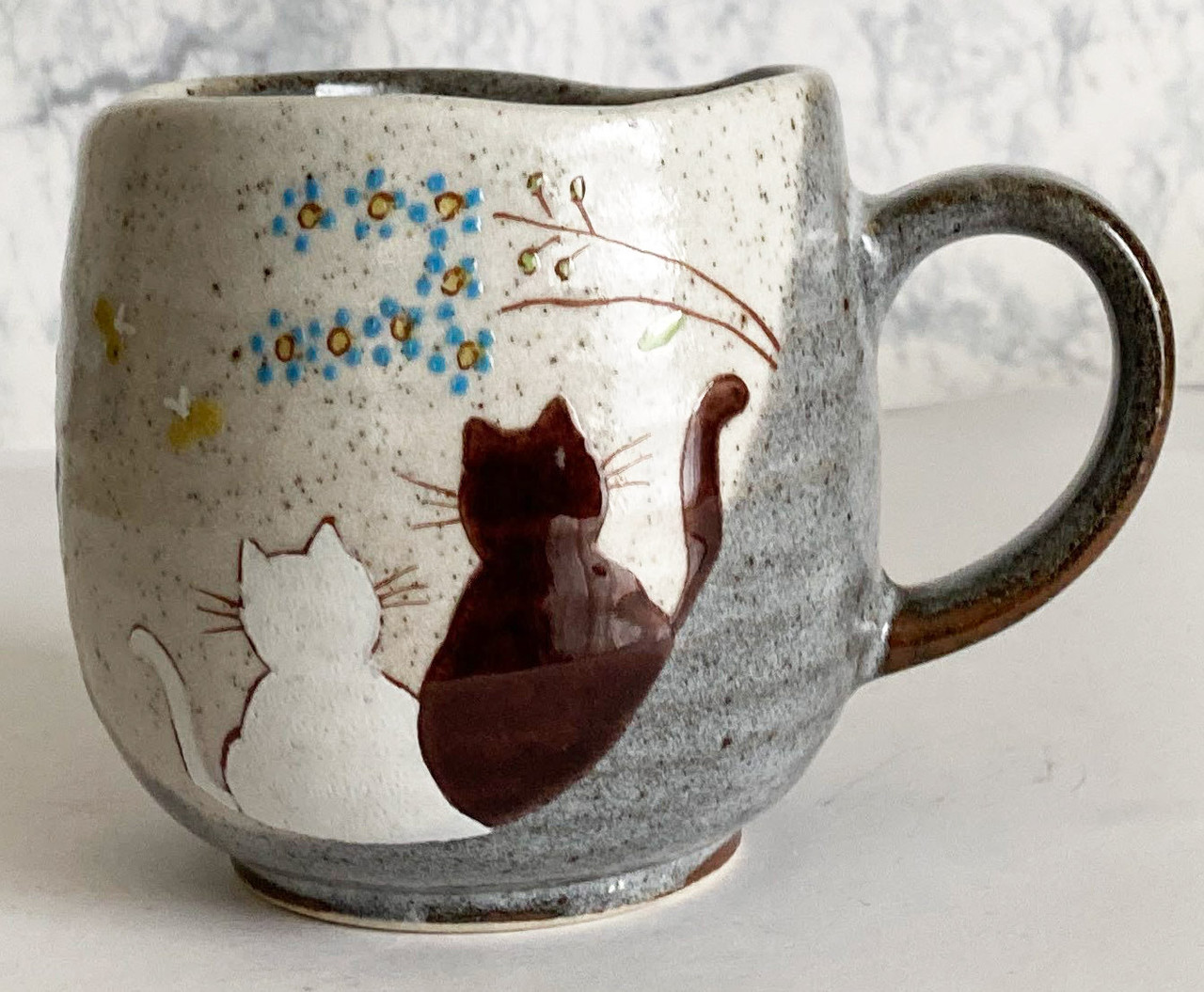 mug cup kutani yaki ware coffe tea soup cup cute neko cat made in japan