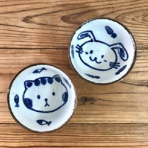 Mino ware Japanese Rice bowl Gohan chawan Hokkori-Usagi Rabbit Japan