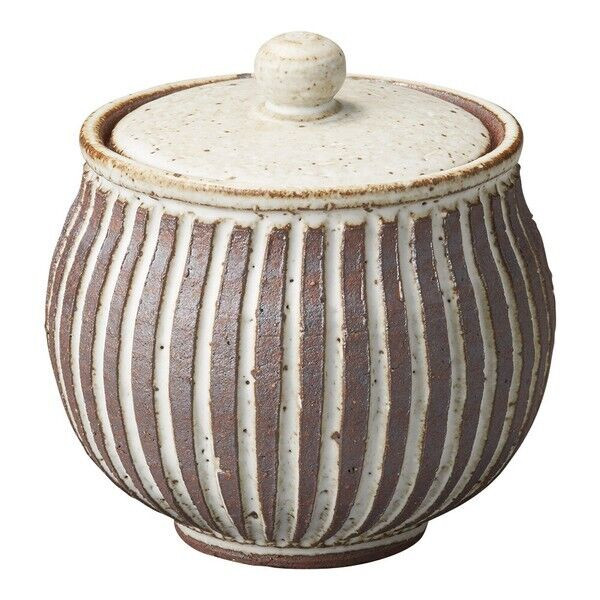Shigaraki yaki ware Japanese pottery Pot with lid Brown glaze
