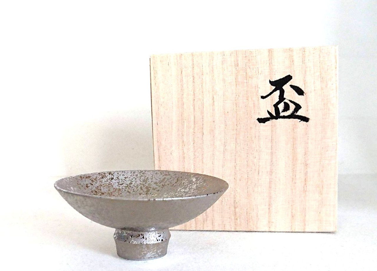 Japanese Sake Cup Guinomi Sakazuki Arita yaki ware Ginsai silver