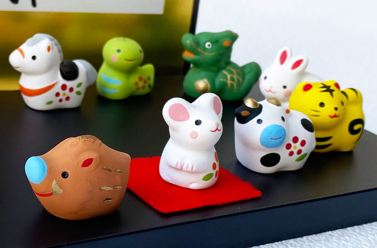 Chinese Zodiac Japan Mino yaki Ceramic Figurine New Year 12 zodiac