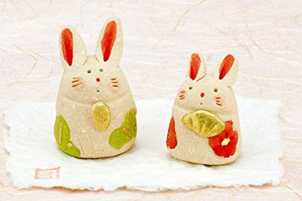 Japanese Pottery Bunny doll Hina ningyo set Girls festival Rabbit