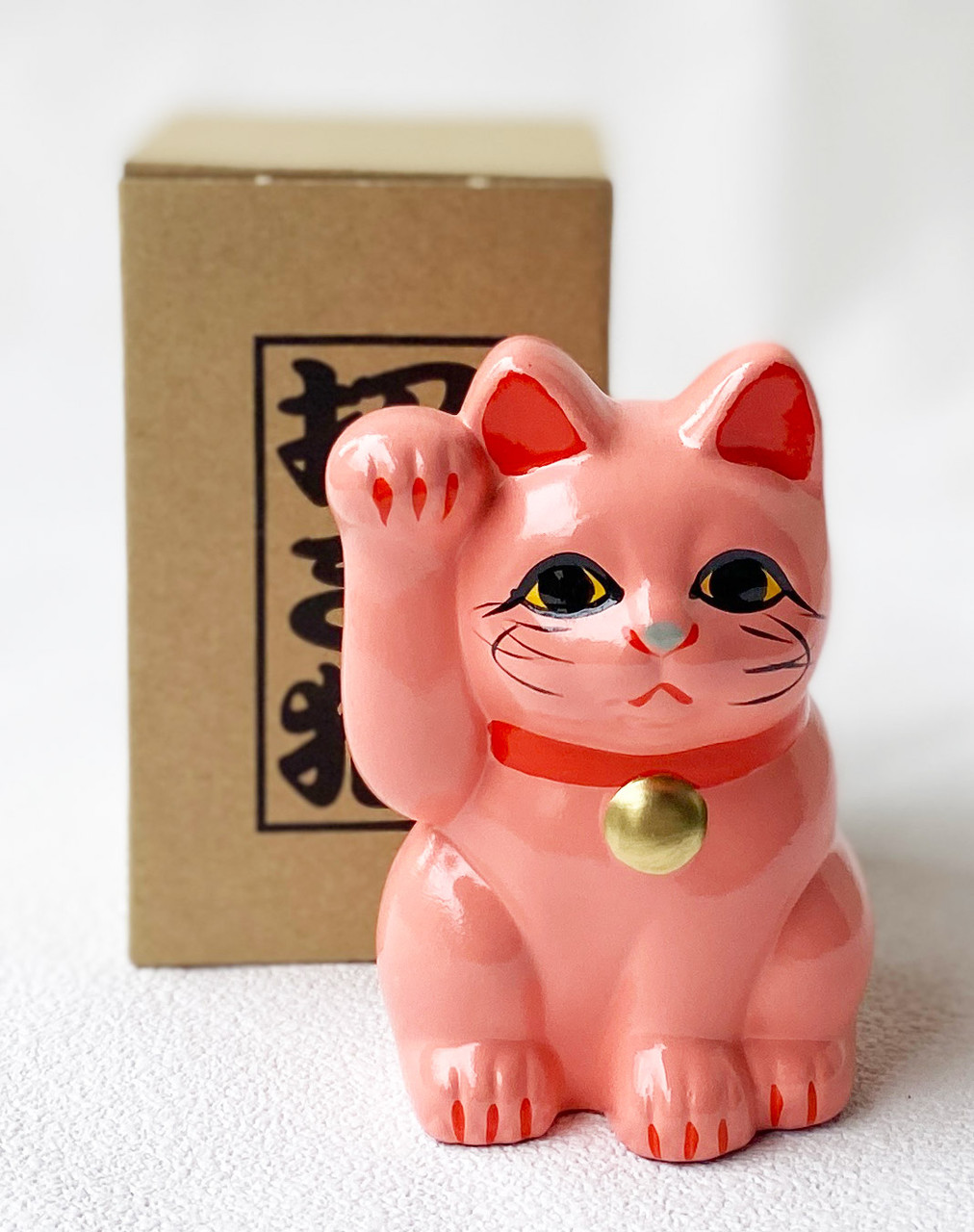 Chinese Lucky Waving Cat Beckoning Maneki Neko Gold Fortune Feng Shui 6.5\  inch