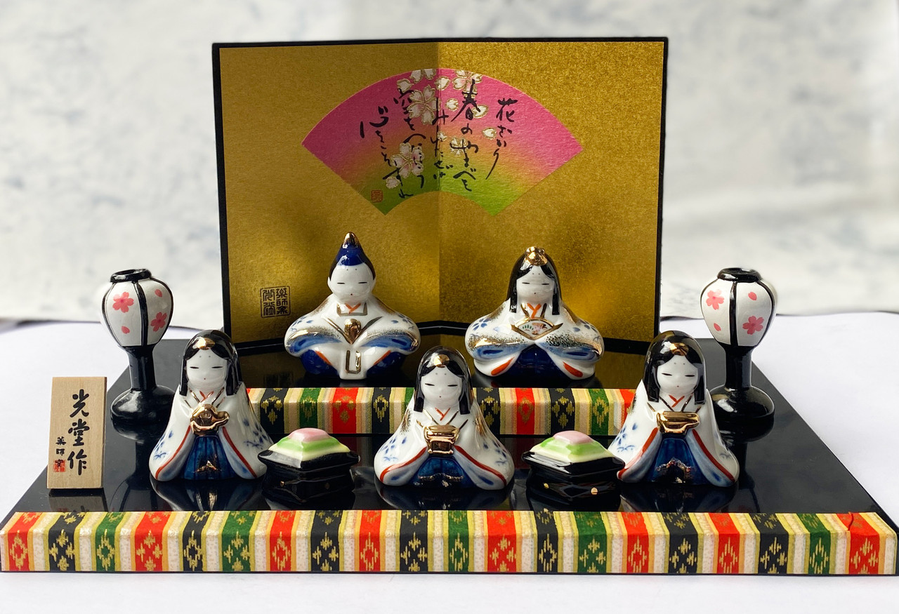 New Hina doll Pottery 2stage Mino yaki Japanese Girls festival