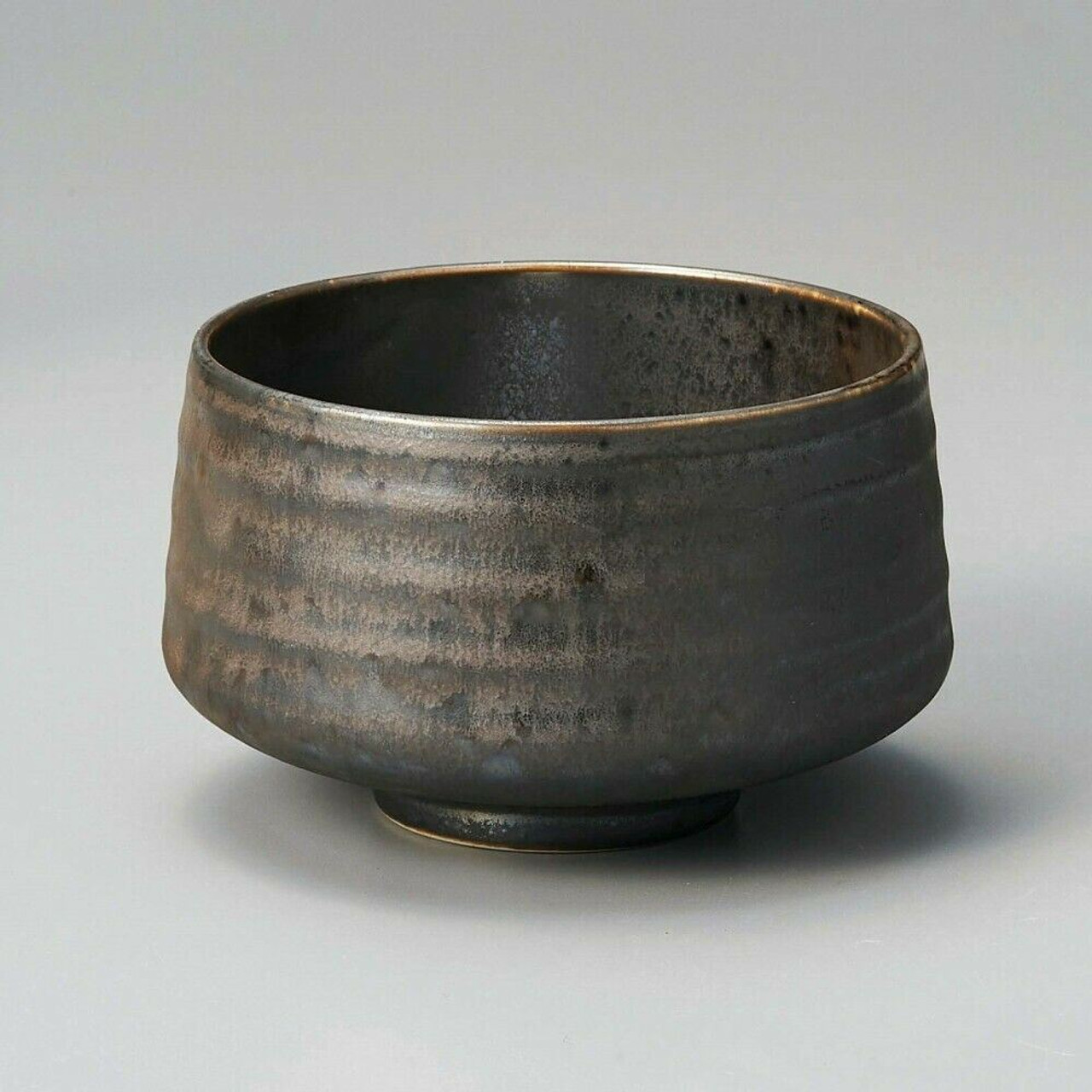 Matcha Tea Bowl (Chawan), white-brown, 13 x 8 cm